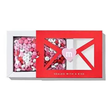 M&M’S Valentine's Day Chocolate Candy Box - Sealed With A Kiss Gift Box of Chocolate Candies, 1 lb of Candies with Kisses & Heart Icons for Valentine's Day
