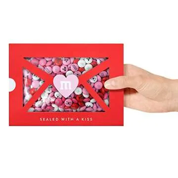 M&M’S Valentine's Day Chocolate Candy Box - Sealed With A Kiss Gift Box of Chocolate Candies, 1 lb of Candies with Kisses & Heart Icons for Valentine's Day