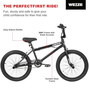 WEIZE Freestyle BMX Bike for Kids - 20 inch Trick Bicycle