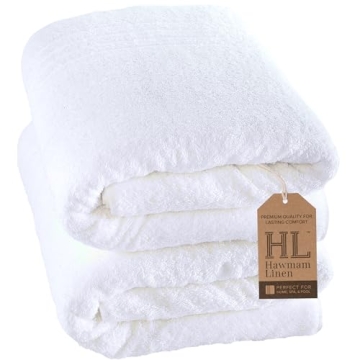 Hammam Linen Jumbo Large Bath Sheets Towels 2-Pack 35 x 70 Inches Soft and Absorbent, Premium Qualit...