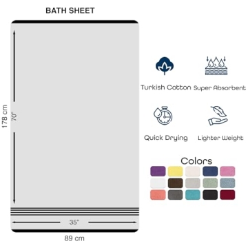 Hammam Linen Jumbo Large Bath Sheets Towels 2-Pack 35 x 70 Inches Soft and Absorbent, Premium Quality 100% Cotton Towels (White, Bath Sheet)