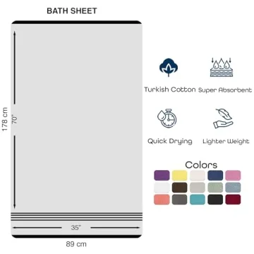 Hammam Linen Jumbo Large Bath Sheets Towels 2-Pack 35 x 70 Inches Soft and Absorbent, Premium Quality 100% Cotton Towels (White, Bath Sheet)