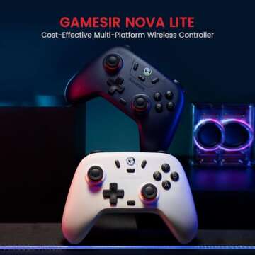 GameSir Nova Lite 2.4g Wireless Controller for Windows PC, iPhone, Android, Switch & Steam Deck, Bluetooth Controller Gamepad with Hall Effect Trigger,Turbo,Rumble Vibration(White)