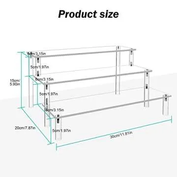 Acrylic Display Risers,Clear Shelf 3 Tier Cupcake Display Stand Steps for Food Desserts Stand Perfum...