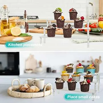 Acrylic Display Risers,Clear Shelf 3 Tier Cupcake Display Stand Steps for Food Desserts Stand Perfume Organizer Funko POP Collections，Small Mini Display Stand for Organizer and Decoration(12x8x6Inch)