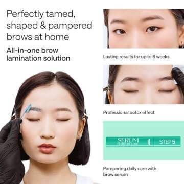 5 Step Eye Brow Lamination Kit - Eyebrow Kit for Women with Brow Lamination Gel & Brow Brushes - Adv...
