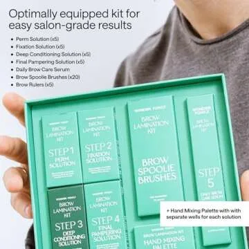 5 Step Eye Brow Lamination Kit - Eyebrow Kit for Women with Brow Lamination Gel & Brow Brushes - Advanced Eye Brow Stencil Kits for Beauty Care - At Home Eyebrow Lamination Kit - Valentines Day Gift