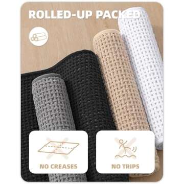 Color&Geometry Chenille Rubber Backed Beige Bathroom Rugs- Non Slip, Absorbent, Quick Dry, Washable-...