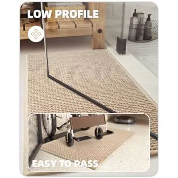 Color&Geometry Chenille Rubber Backed Beige Bathroom Rugs- Non Slip, Absorbent, Quick Dry, Washable- 23.5"x35.5" Large Bath Mat Thin Bathroom Rugs Fit Under Door