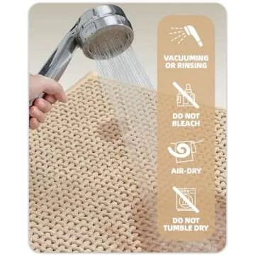 Color&Geometry Chenille Rubber Backed Beige Bathroom Rugs- Non Slip, Absorbent, Quick Dry, Washable- 23.5"x35.5" Large Bath Mat Thin Bathroom Rugs Fit Under Door