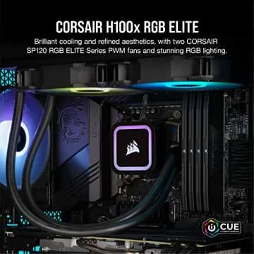 Corsair H100x RGB Elite Liquid CPU Cooler - 32 Dynamic LEDs, 240mm AIO