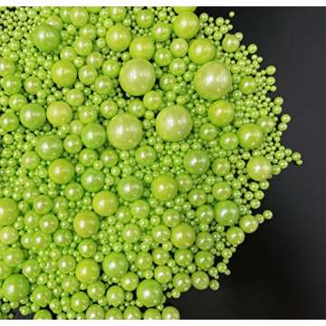 Halloween Sprinkles Edible Green Pearls Sugar Candy Cupcake Cake Topper 130g/ 4.6oz, Decorative Glitter Sprinkle Mix for Baking, Cake and Cookie Decorating