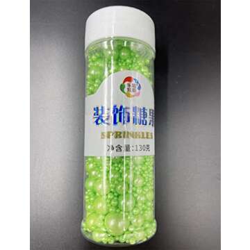 Halloween Sprinkles Edible Green Pearls Sugar Candy Cupcake Cake Topper 130g/ 4.6oz, Decorative Glitter Sprinkle Mix for Baking, Cake and Cookie Decorating
