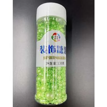 Halloween Sprinkles Edible Green Pearls Sugar Candy Cupcake Cake Topper 130g/ 4.6oz, Decorative Glitter Sprinkle Mix for Baking, Cake and Cookie Decorating