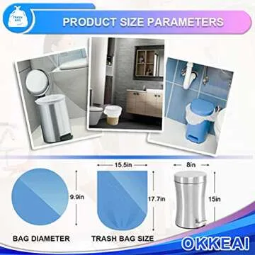 OKKEAI Small Trash Bags -1.2 Gallon Garbage Bags 5 Liter Trash Bags Wastebasket Liners for Bathroom,Office,Translucent,120 Counts Fit 5L 1.2,1.5,2Gal