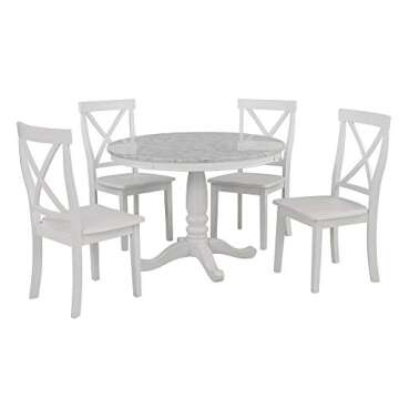 Merax Solid Wood Kitchen Dining Table Set - 5 Pieces