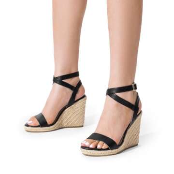 DREAM PAIRS Womens Open Toe Espadrilles Dressy Platform Sandals Buckle Ankle Strap Stylish Wedges Sandals