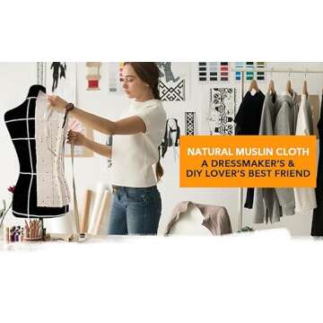 AK TRADING CO. Muslin Fabric/Textile Unbleached - Draping Fabric - Natural 10 Yards Medium Weight - ...