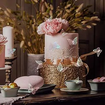 72 Pcs Butterfly Decorations, 3 Sizes 3 Styles, Butterfly Wall Decor, Butterfly Party Decorations, Birthday Decorations, Butterflies for Crafts, Cake Decorating, Wall Stickers Room Decor(Rainbow Pink)