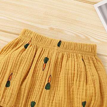 YOUNGER STAR Toddler Baby Bloomers Cotton Linen Cartoon Pattern Print Daily Wear Shorts Loose Diaper-Cover Pants