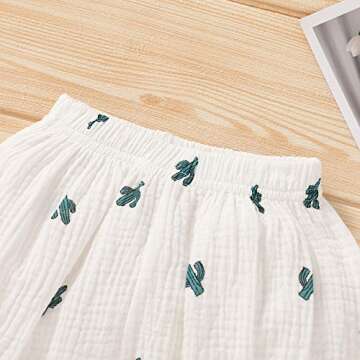 YOUNGER STAR Toddler Baby Bloomers Cotton Linen Cartoon Pattern Print Daily Wear Shorts Loose Diaper-Cover Pants