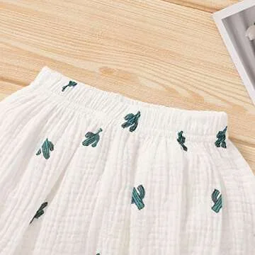 YOUNGER STAR Toddler Baby Bloomers Cotton Linen Cartoon Pattern Print Daily Wear Shorts Loose Diaper-Cover Pants