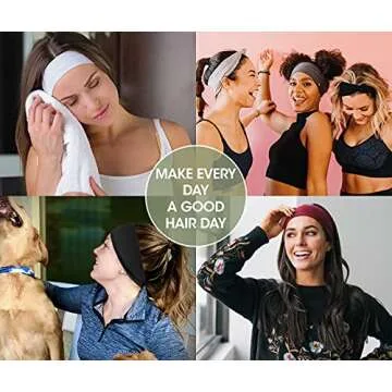 AKTVSHOW Headbands for Short Hair - Elastic Non-Slip Workout Sports Yoga Head Bands, Wide Thick Sweat Hair Wraps for Girls, 12 Pack