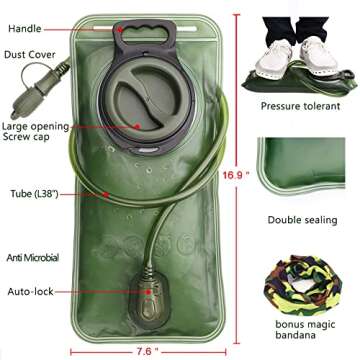 CHERAINTI 3L Hydration Bladder - Leak Proof Water Reservoir for Outdoor Activities