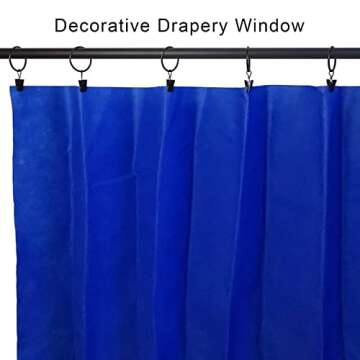 AMZSEVEN 90 Pack Curtain Rings with Clips, Drapery Clips with Rings, Drapes Rings 1.26 in Interior Diameter, Fits up to 1 in Curtain Rod, Black