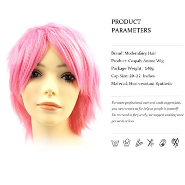 Modernfairy Pink Anime Wig for Fun Cosplay Halloween