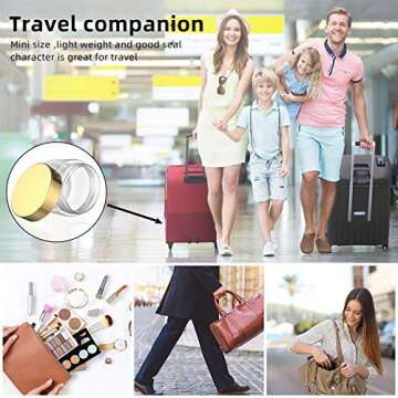 4 Pieces Round Clear Wide-mouth Leak Proof Plastic Container Jars with Lids for Travel Storage Makeup Beauty Products Face Creams Oils Salves Ointments DIY Making or Others (Gold, 2 Ounce)