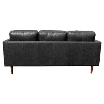Rivet Revolve Modern Leather Sofa Couch - 80" Black