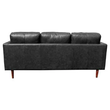 Rivet Revolve Modern Leather Sofa Couch - 80" Black