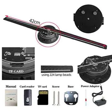 3D Hologram Fan, 42CM 3D Hologram Projector HD LED Holographic Christmas Tree Advertising Display with Remote and Bluetooth and WiFi,700 Video Library and for Business,Bar,Halloween Missyou 16.5 Inch