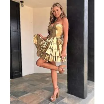 Mollyevers Metallic Homecoming Dress with Ruffle Skirt Strapless Corset Short Aqua Prom Dresses Size 10