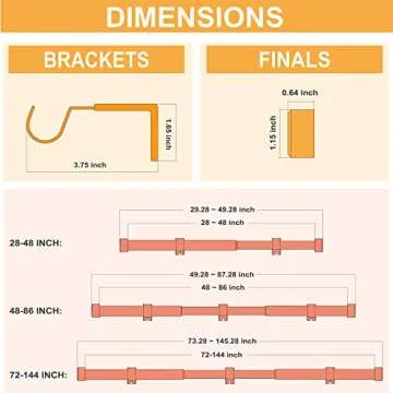 2 Pack Modern Curtain Rod, End Cap Style Design, Curtain Rods for Windows 28 to 48 Inch, Indoor and Outdoor, 28-48 Inch, Black