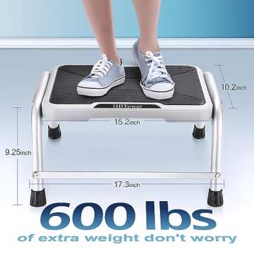Heavy Duty HBTower Step Stool for All Ages - Perfect for Kitchen, Bathroom, and More!