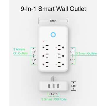 GHome Smart Plug Outlet Extender, USB Wall Charger with 3 Individual Smart Outlets and 3 Smart USB Ports, Works with Alexa Google Home, Surge Protector Plug Extender for APP Control,15A/1800W