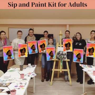 TEBTEOTEK Sip and Paint Kit for Adults Couples Date Night, Pre Drawn Canvas to Paint and Sip Kit for Adult's Date Night at Home,Sip n Paint Kits for Valentines Painting Party Supplies with Easel