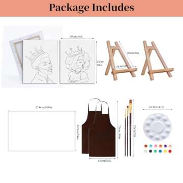 TEBTEOTEK Sip and Paint Kit for Adults Couples Date Night, Pre Drawn Canvas to Paint and Sip Kit for Adult's Date Night at Home,Sip n Paint Kits for Valentines Painting Party Supplies with Easel