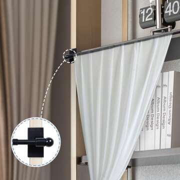 H.VERSAILTEX 2 Pack Magnetic Curtain Rods for Metal Doors Top and Bottom Multi-Use Adjustable Appliances for Iron and Steel Place, Petite Ball Ends, 16 to 28 Inch, 1/2 Inch Diameter, Black