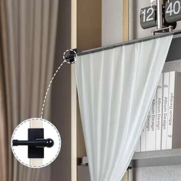 H.VERSAILTEX 2 Pack Magnetic Curtain Rods for Metal Doors Top and Bottom Multi-Use Adjustable Appliances for Iron and Steel Place, Petite Ball Ends, 16 to 28 Inch, 1/2 Inch Diameter, Black