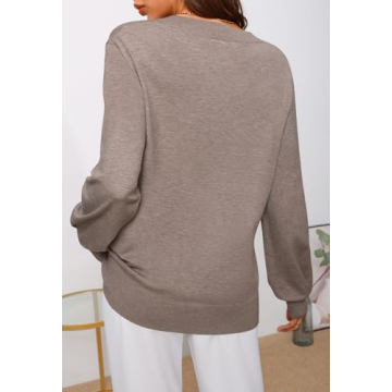 MEROKEETY Women's 2024 Fall Long Sleeve V Neck Tops Casual Lightweight Knit Pullover Sweater Shirts, Cashmere, XL
