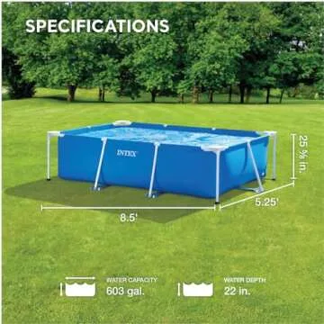 Intex Above-Ground Swimming Pool, Rectangular Frame 8.5ft x 26in, Ages 6 and Up