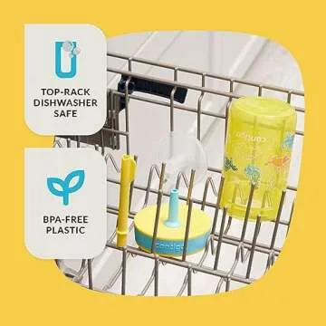 Contigo Kids’ Leighton Straw Tumbler with Spill-Proof Leak-Proof Lid, 14oz, Pineapple/Dinos