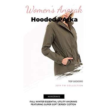 TL Women's Anorak Utility Parka Jacket, Long Military Cargo Parka, Regular & Plus Size Olive Med