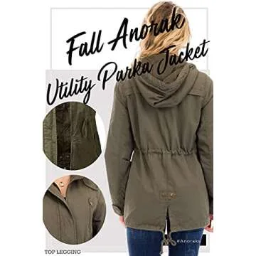 TL Women's Anorak Utility Parka Jacket, Long Military Cargo Parka, Regular & Plus Size Olive Med