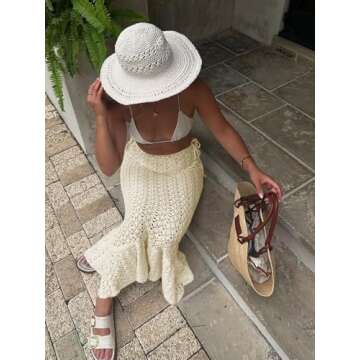 Saodimallsu Women's Crochet Cover Up Skirt for Summer Style