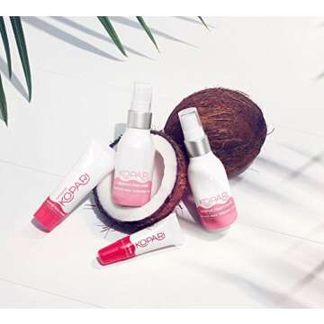 Kopari Face the Day & Night Kit - This Travel Size Coconut Skincare System includes our Coconut Cleansing Oil, Coconut Rose Toner, Coconut Face Cream and Coconut Lip Love