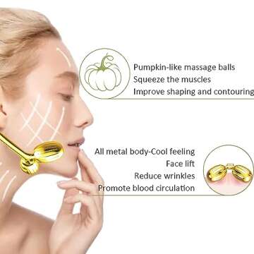 Yeamon Face Massager, Metal Face Roller Gua Sha Massage Tool for Face Neck Eye Body Skin Care, Facia...